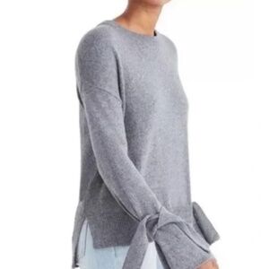 Madewell Grey Tie Cuff Pullover Cotton Blend Boxy Long Sleeve Sweater SZ…